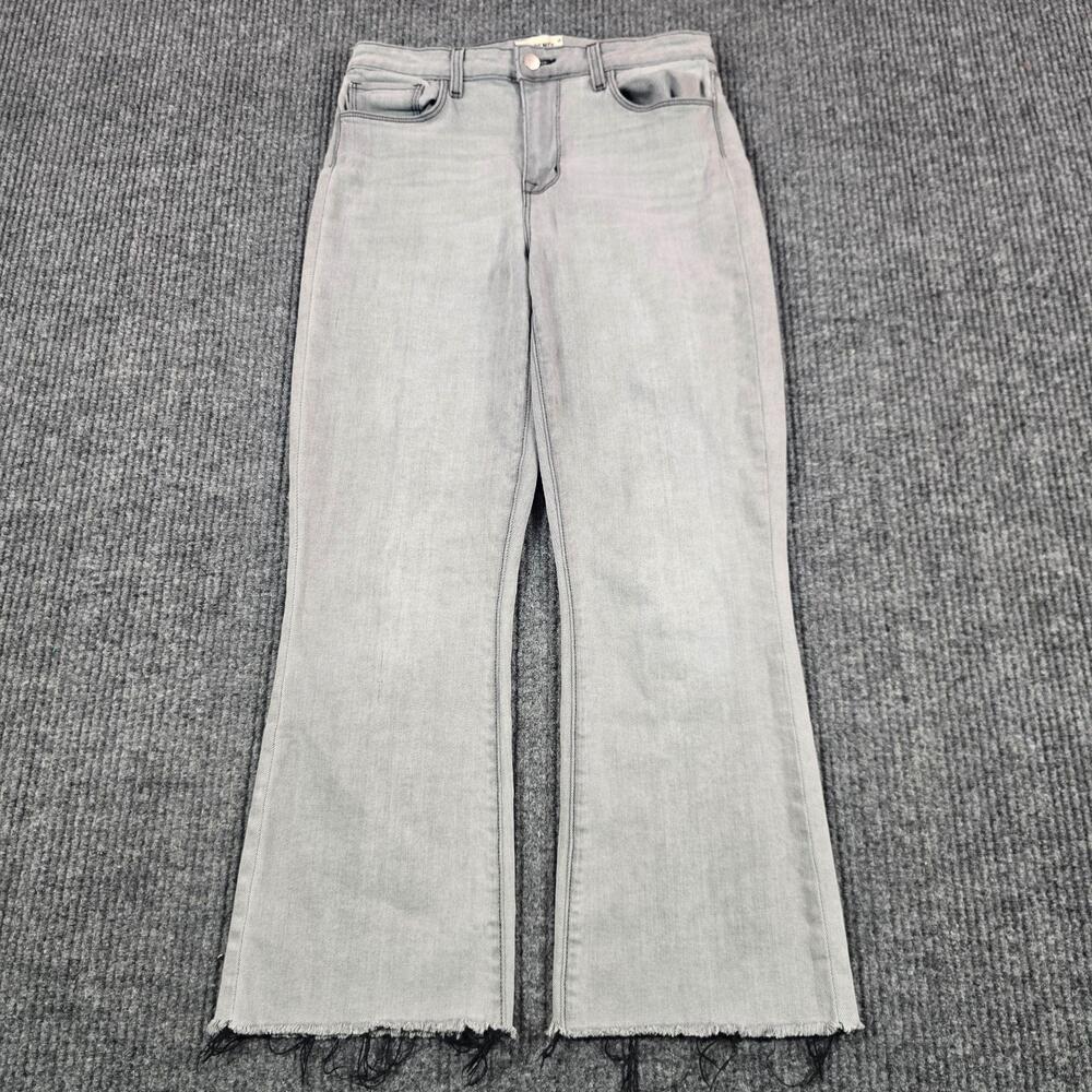L'Agence Jeans Womens 27 Gray Light Wash Gray High Rise Slim Flare Raw Hem Denim